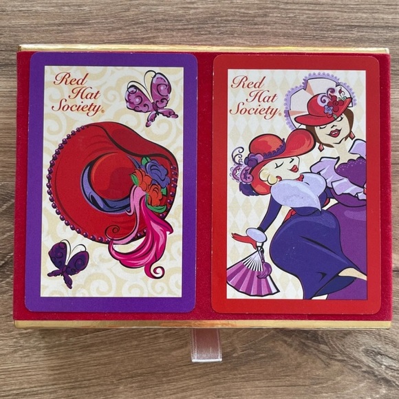 EUC RED HAT SOCIETY CONGRESS Deck of 2 Sets of Playing Cards Case MADE IN SPAIN - Picture 1 of 3